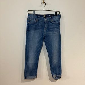 7 for all Mankind Jeans Women's Size 25 Blue Light Wash Crop & Roll Classic